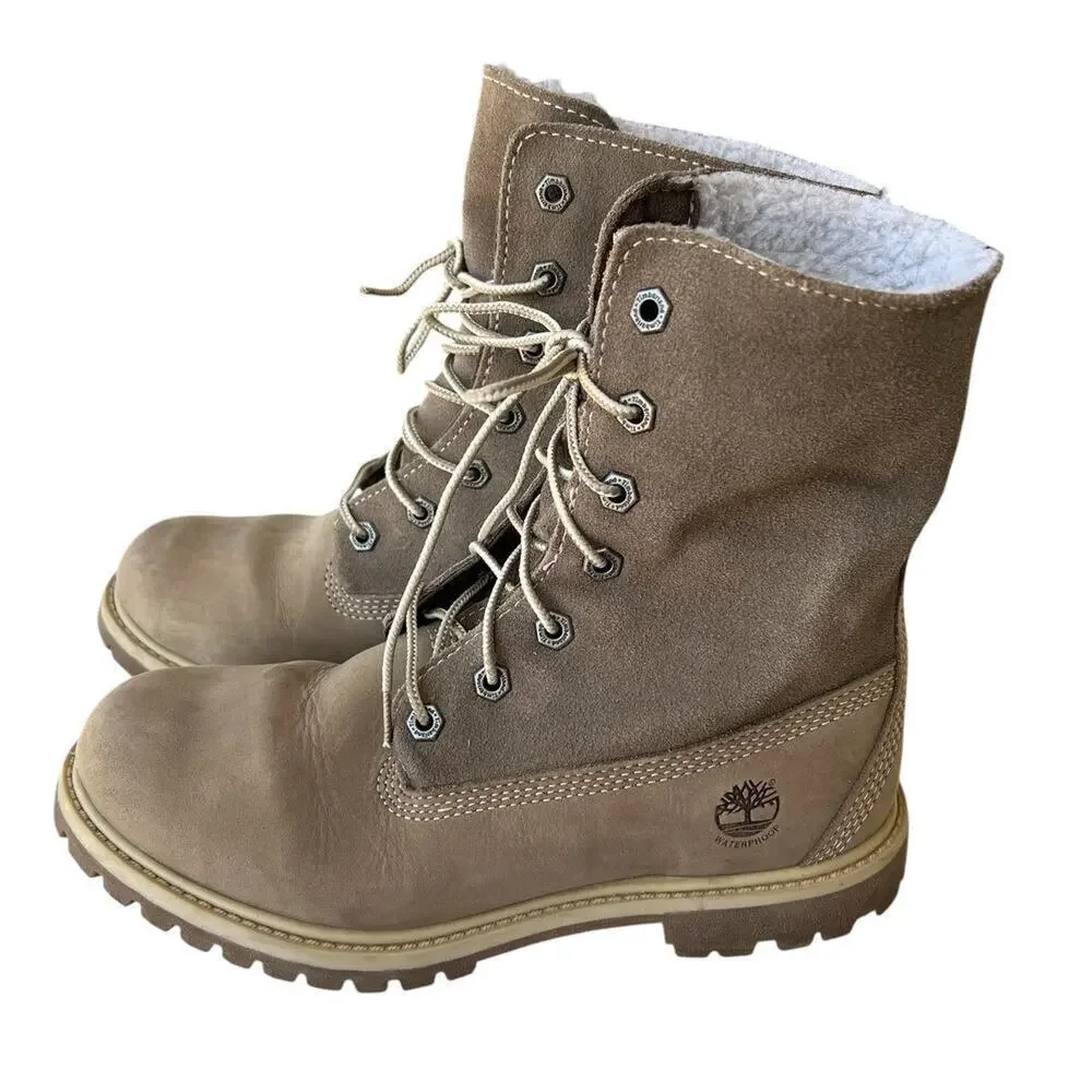 Timberland Boots, Brown/taupe waterproof lace-up, women's size 7